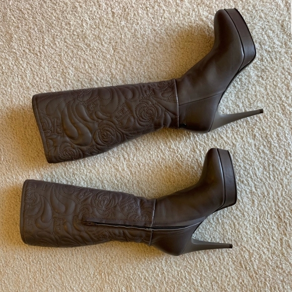 Made in Italy Ferre leather brown platform boots 6 - Picture 2 of 8